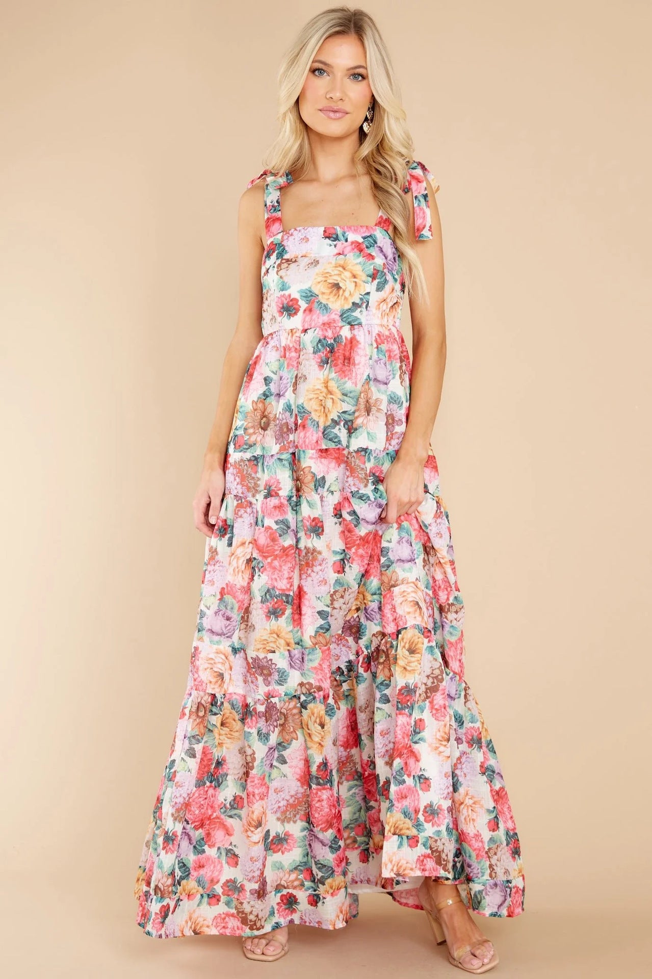Sample Floral Square Neck Wide Strap Maxi Dress Sample Floral Square Neck Wide Strap Maxi Dress