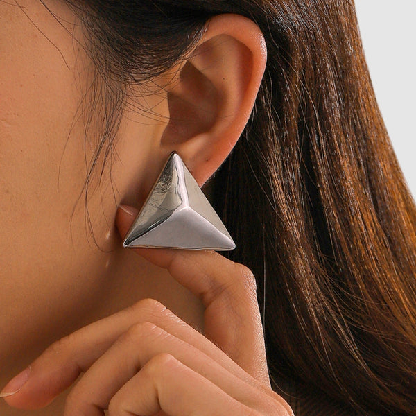 Nyra Stainless Steel 3D Triangle Earrings