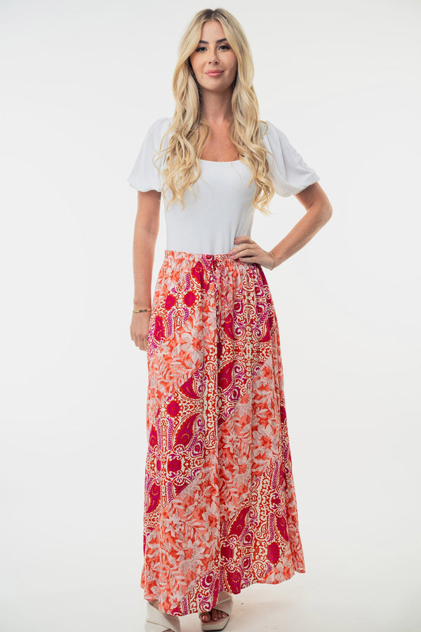 Harlee Full Size High Waisted Floral Woven Skirt