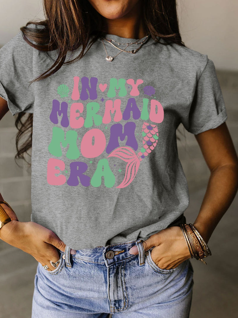 Mama Mermaid Full Size Letter Graphic Round Neck Short Sleeve T-Shirt