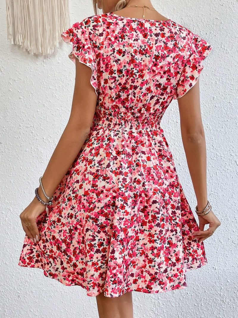 Terri Ruffled Printed Cap Sleeve Mini Dress -- Deal of the day!