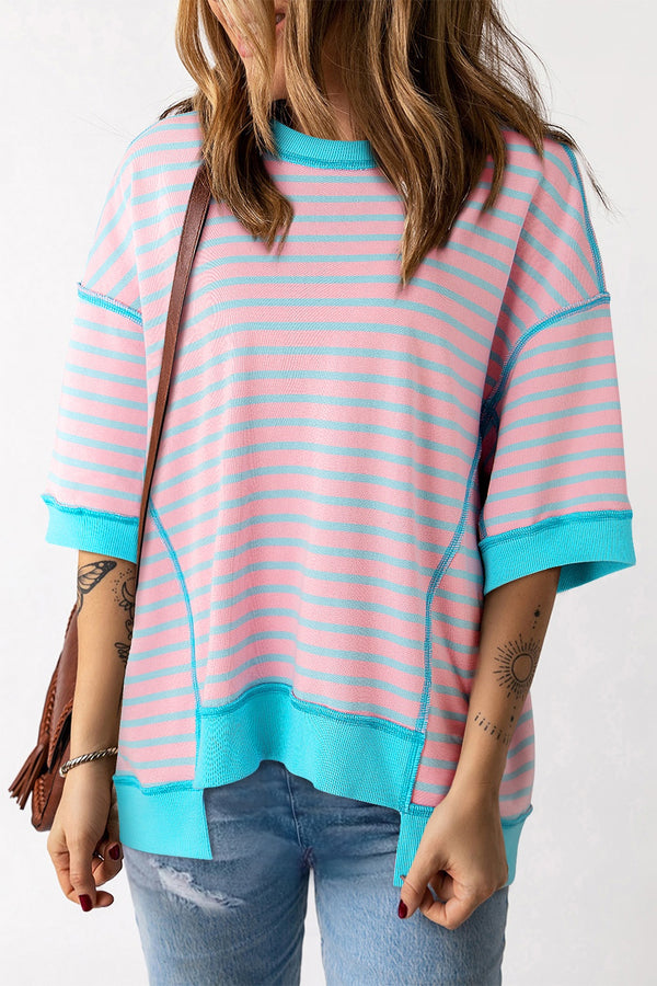Calla Striped Round Neck Half Sleeve T-Shirt