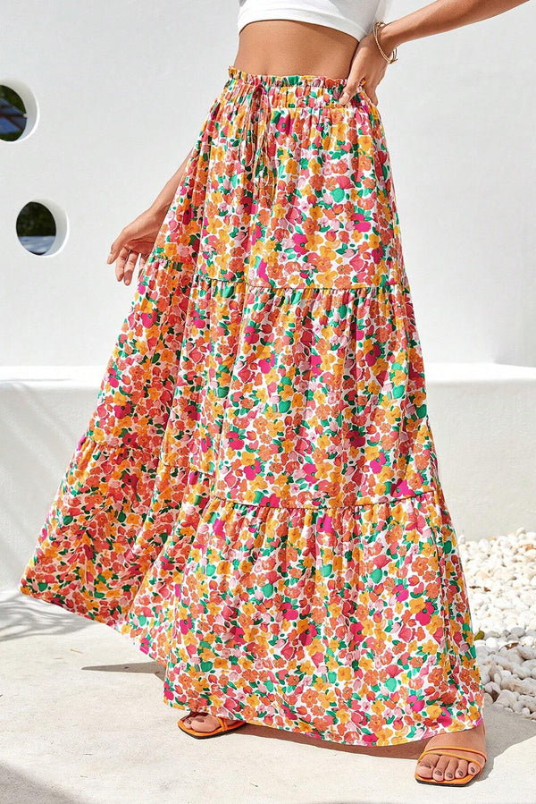 Vera Printed Elastic Waist Maxi Skirt