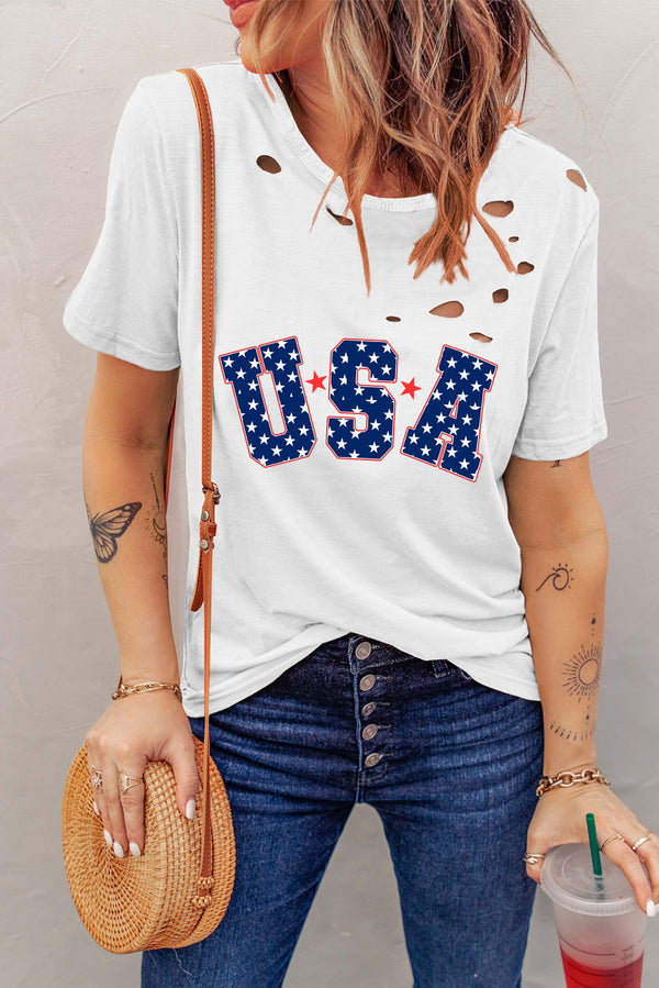 Jessica USA Round Neck Short Sleeve T-Shirt