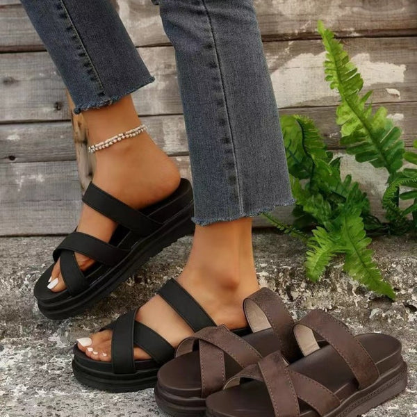 Hope Crisscross PU Leather Flat Sandals