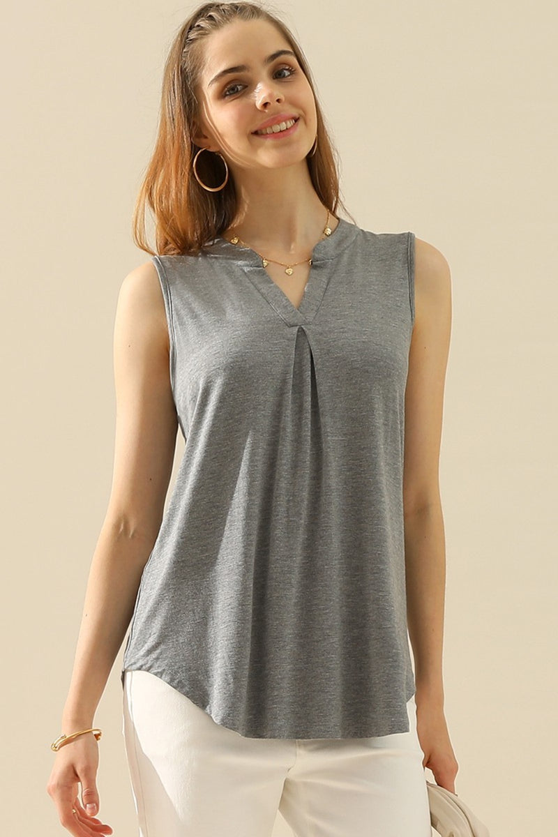 Kristina Full Size Notched Sleeveless Top- Deal of the Day!