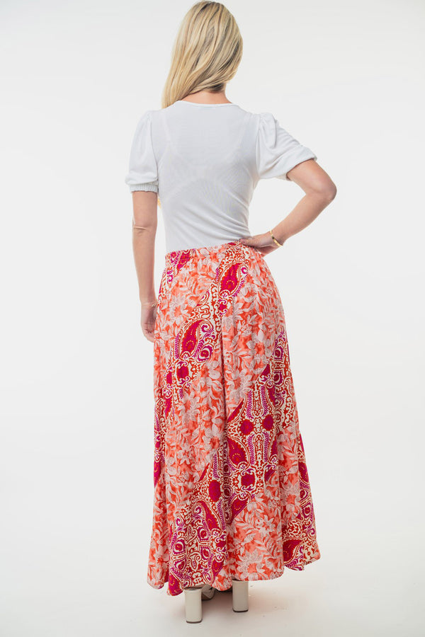 Harlee Full Size High Waisted Floral Woven Skirt