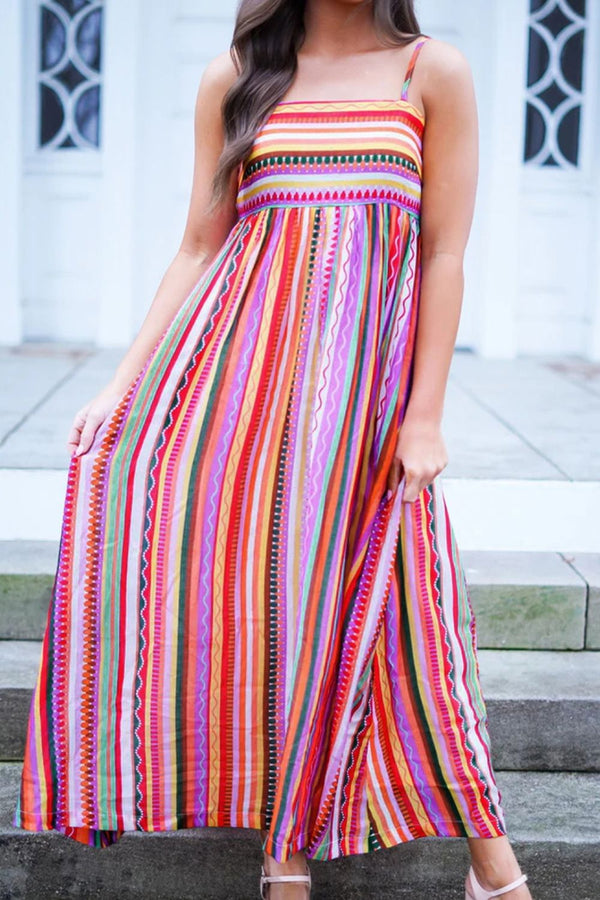 Lesley Striped Square Neck Cami Dress