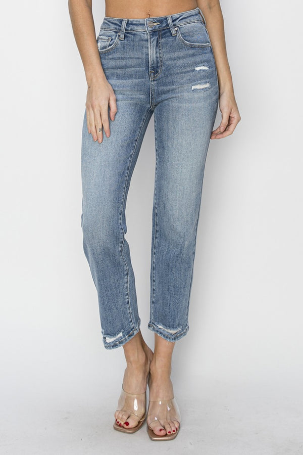 Asher Full Size High Waist Distressed Cropped Jeans