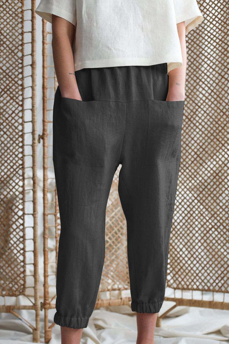 Theo Mid-Rise Waist Pants with Pockets