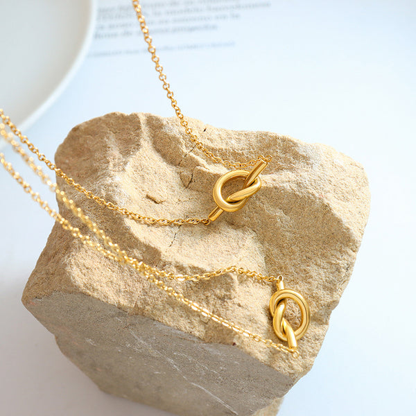 Jase 18K Gold-Plated Titanium Steel Knot Necklace