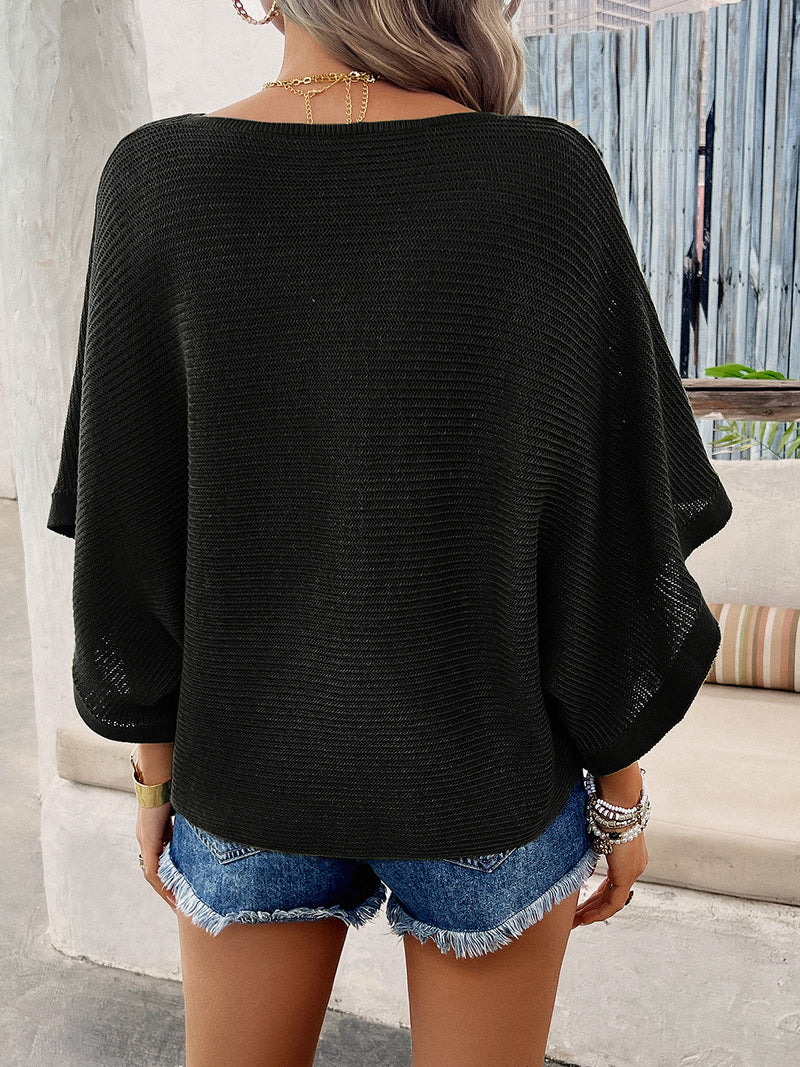 Haisley V-Neck Batwing Sleeve Knit Top