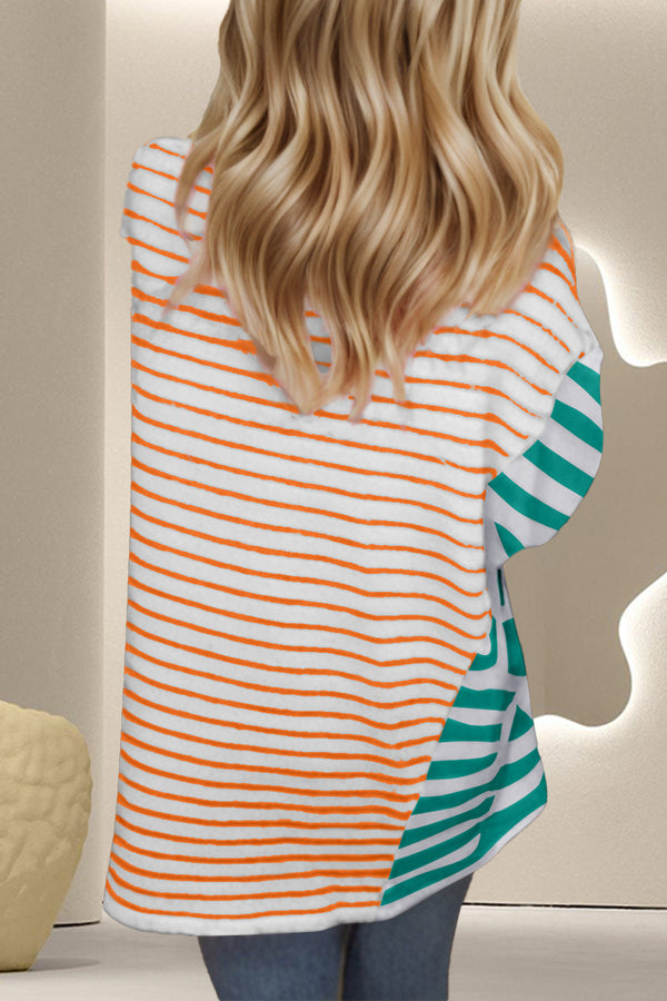 Molly Contrast Striped Round Neck Half Sleeve T-Shirt