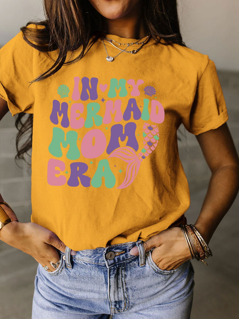 Mama Mermaid Full Size Letter Graphic Round Neck Short Sleeve T-Shirt