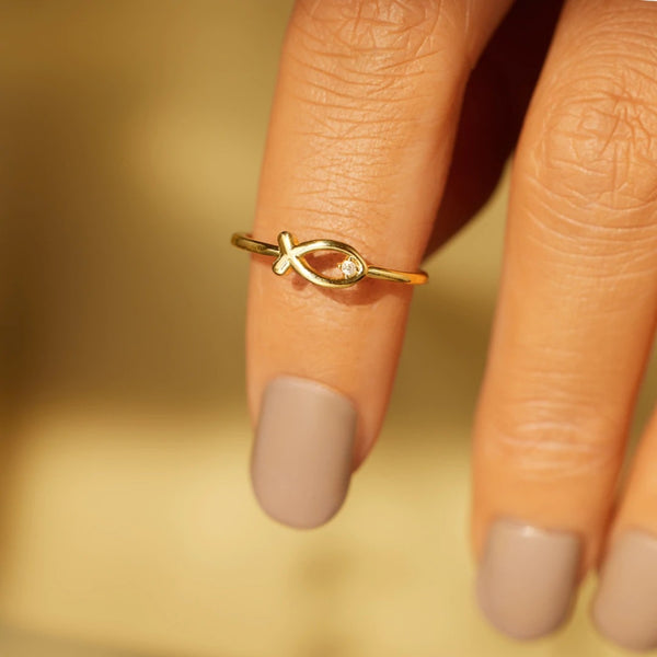 Sabrina Sterling Silver Inlaid Fish Ring
