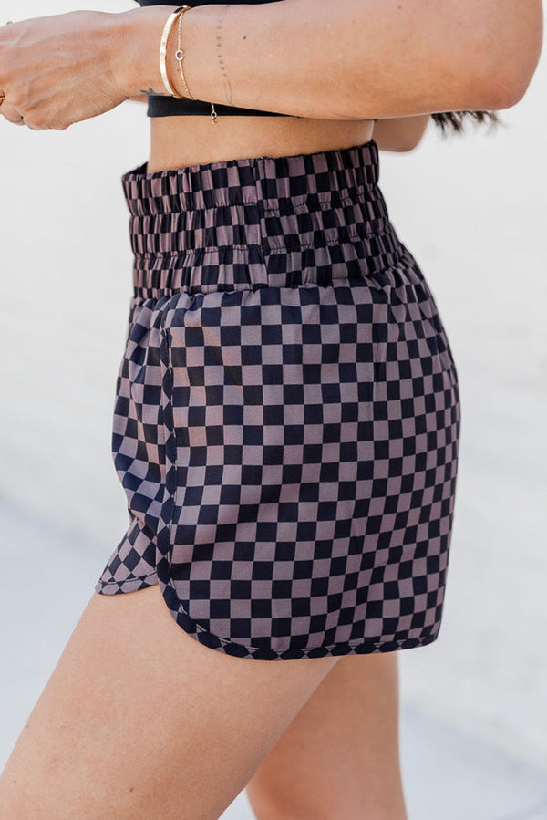 Gunner Checkered Elastic Waist Shorts