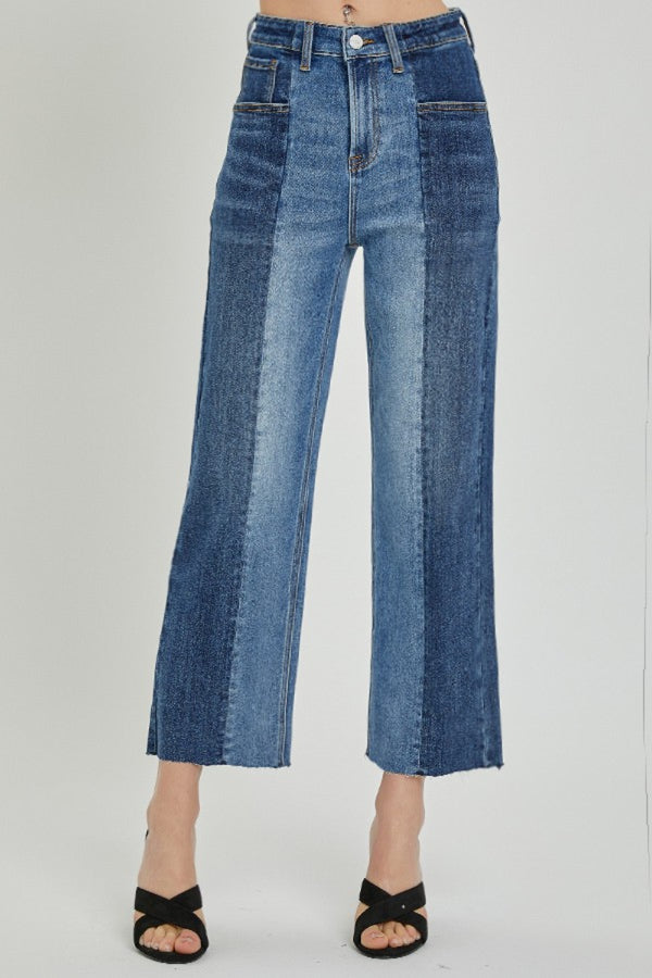 Ivanna Full Size Mid-Rise Waist Two-Tones Jeans with Pockets