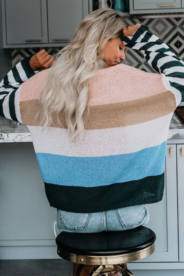 Sasha Color Block Boat Neck Dropped Shoulder Sweater
