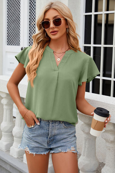 Evie Notched Cap Sleeve T-Shirt