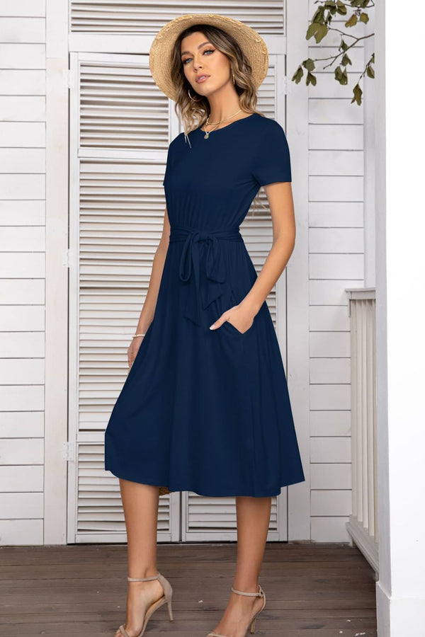 Audrey Belted Tee Dress With Pockets -- Deal of the day!