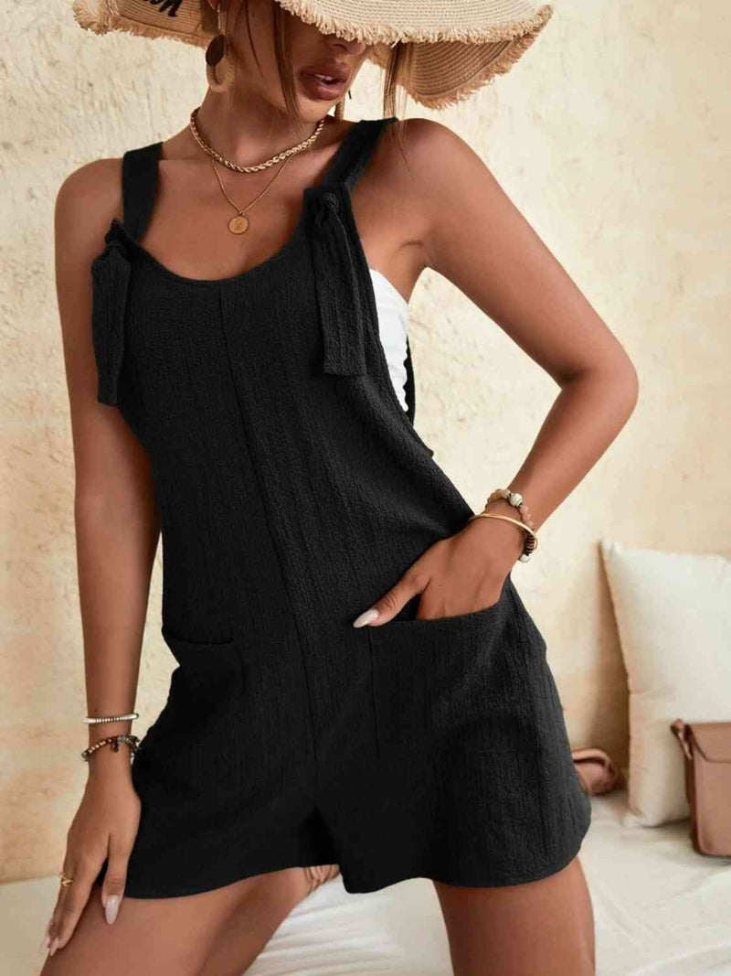 Trey Full Size Scoop Neck Romper with Pockets