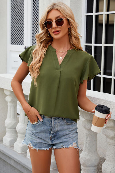 Evie Notched Cap Sleeve T-Shirt