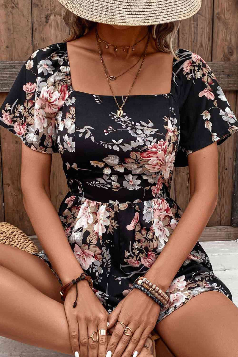 Chase Floral Cutout Tie Back Romper