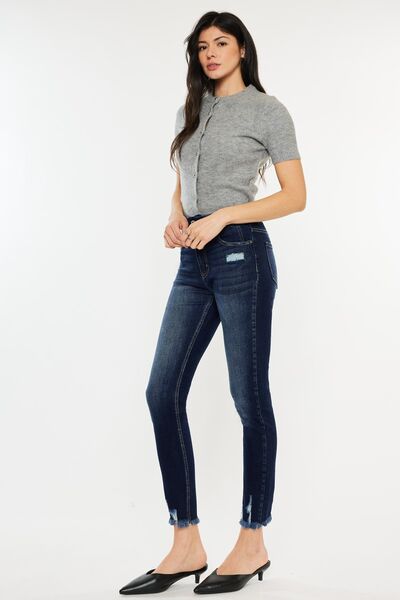 Victoria Full Size Cat's Whiskers Raw Hem High Waist Jeans