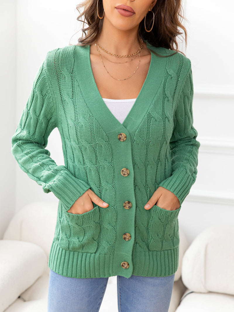 Rooney Button Down Cable-Knit Cardigan