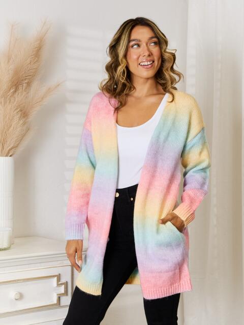 Sterling Full Size Gradient Open Front Cardigan