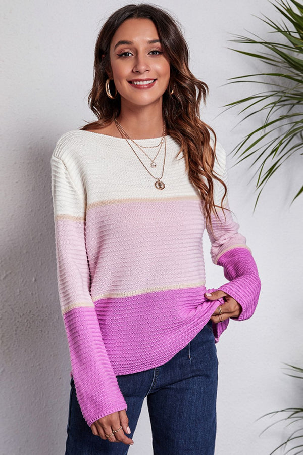 Clarice Color Block Horizontal Ribbing Sweater