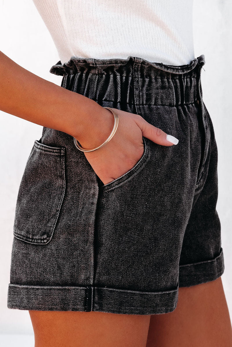 Baker Paperbag Waist Denim Shorts with Pockets