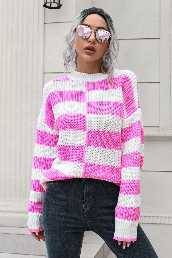Shannon Color Block Dropped Shoulder Sweater