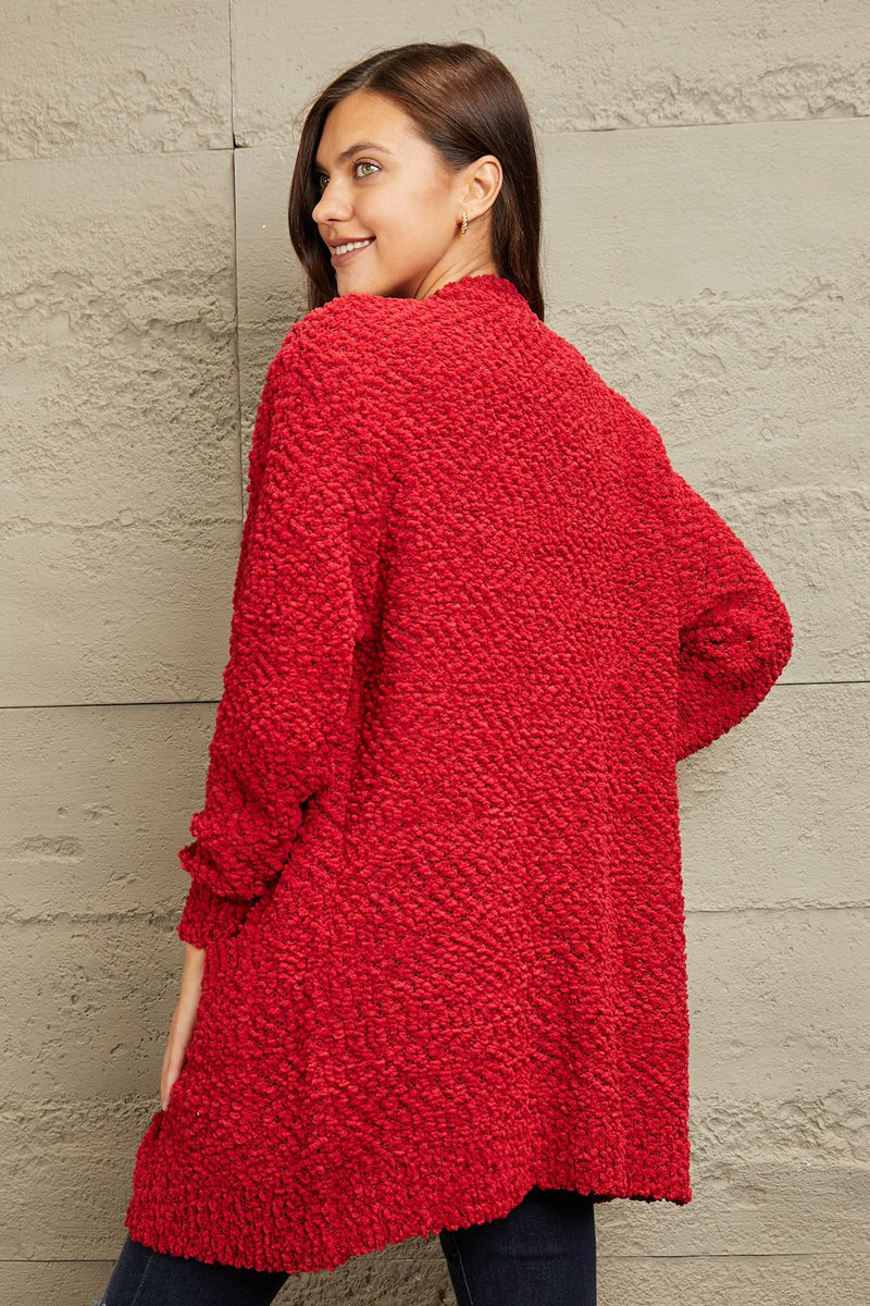 Blakely Full Size Open Front Popcorn Cardigan