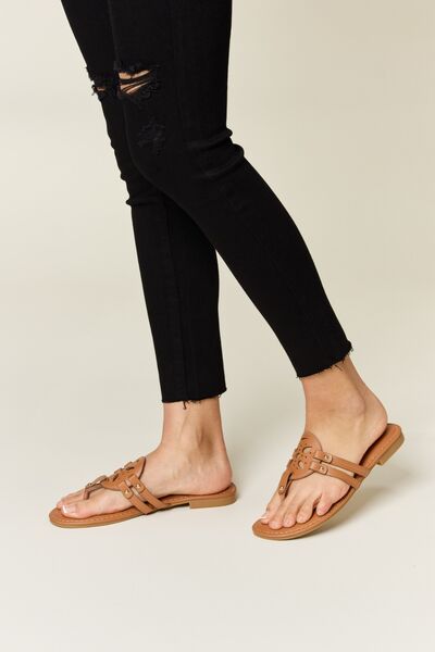 Penelope Cutout PU Leather Open Toe Sandals
