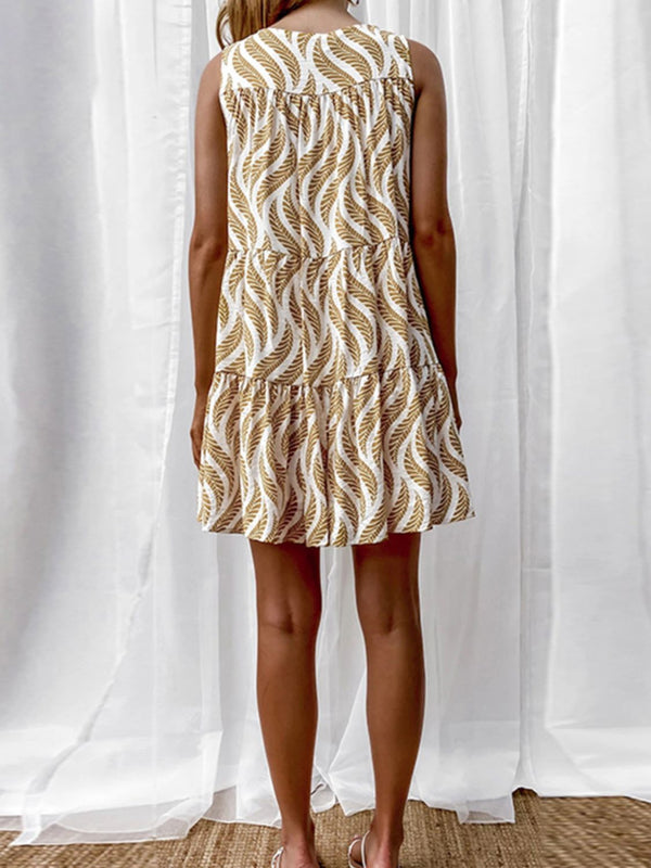Noah Printed V-Neck Sleeveless Mini Dress