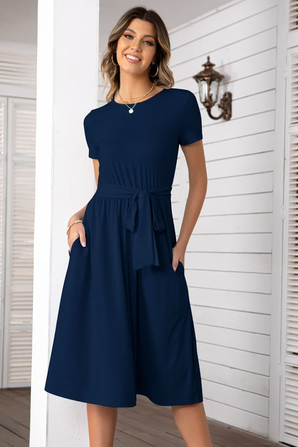 Audrey Belted Tee Dress With Pockets -- Deal of the day!