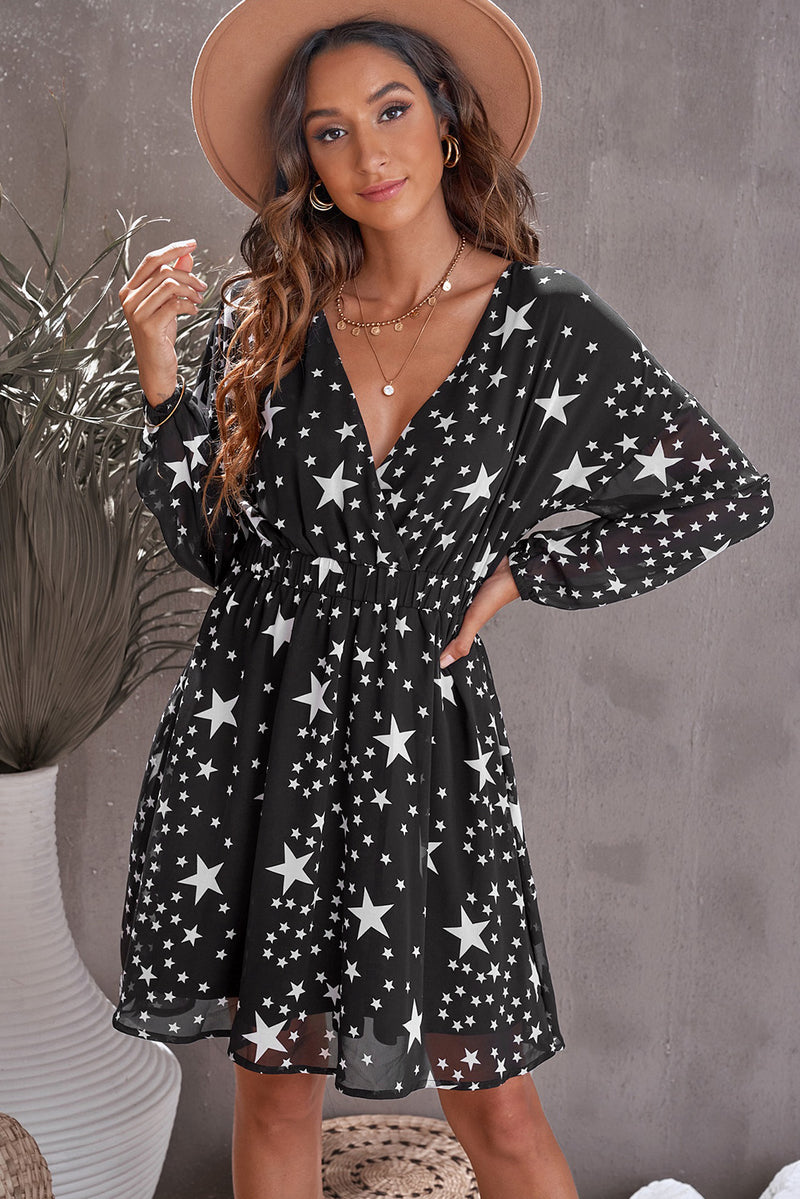 Mason Star Print Dropped Shoulder Surplice Dress -- deal of the day!