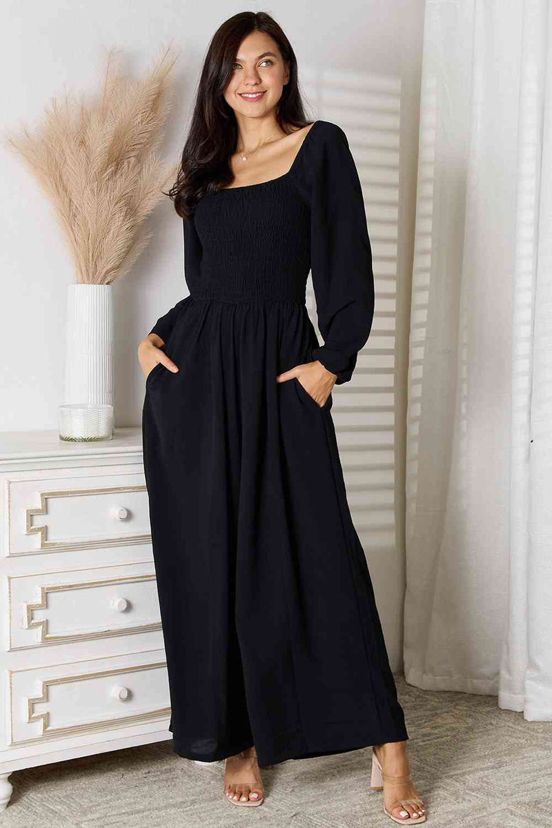Tahlia Double Take Square Neck Jumpsuit with Pockets