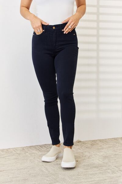 Jordy Judy Blue Full Size Garment Dyed Tummy Control Skinny Jeans