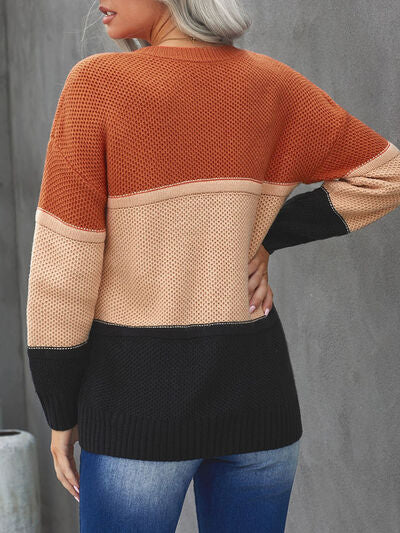 Stella Color Block Dropped Shoulder Sweater