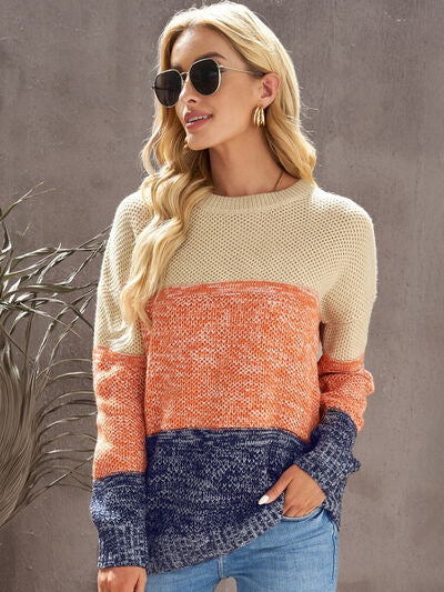 Stella Color Block Dropped Shoulder Sweater
