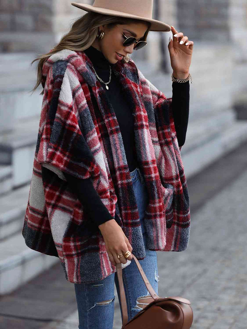 Petra Plaid Hooded Coat with Pockets
