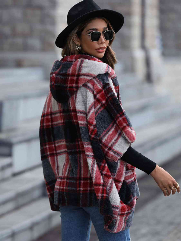 Petra Plaid Hooded Coat with Pockets