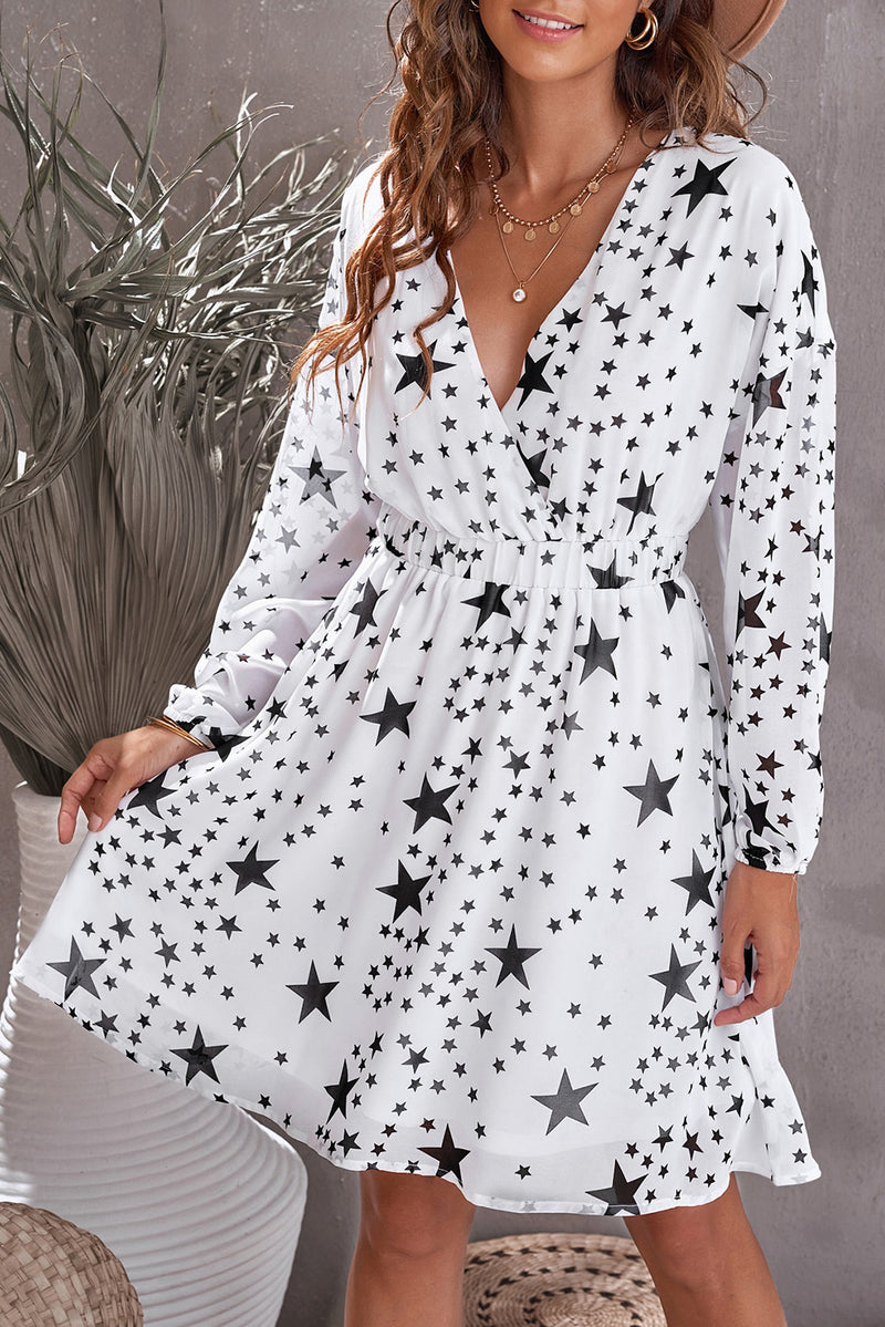 Mason Star Print Dropped Shoulder Surplice Dress -- deal of the day!
