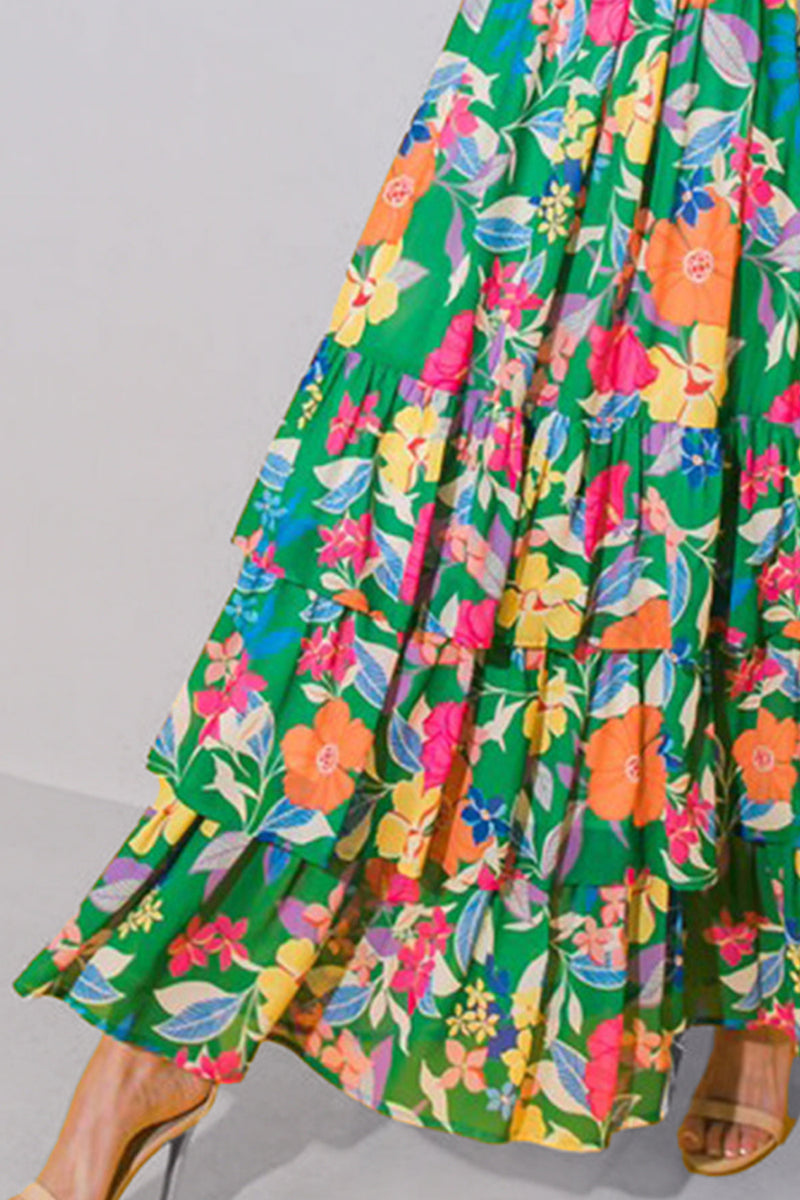 Robin Tiered Ruffled Printed Sleeveless Dress