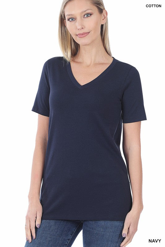 Marina Cotton V-Neck Short Sleeve T-Shirts