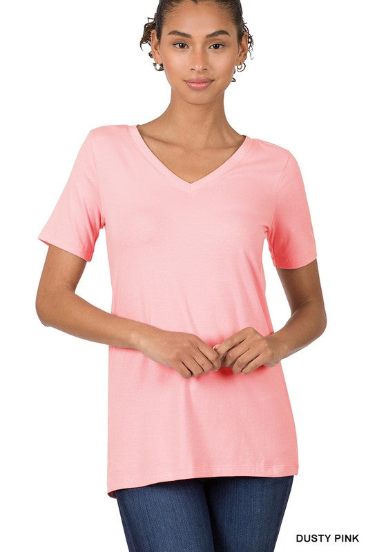 Marina Cotton V-Neck Short Sleeve T-Shirts