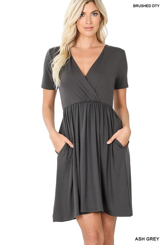 Henley BRUSHED DTY BUTTERY SOFT FABRIC SURPLICE DRESS