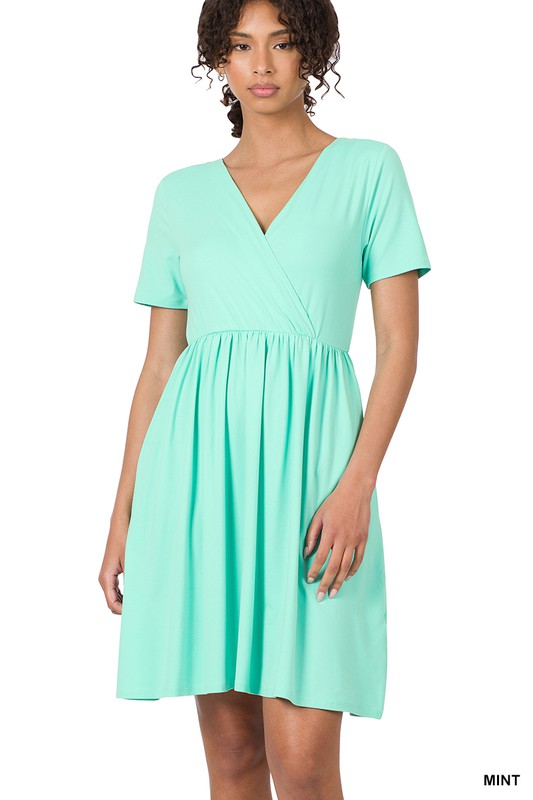 Henley BRUSHED DTY BUTTERY SOFT FABRIC SURPLICE DRESS